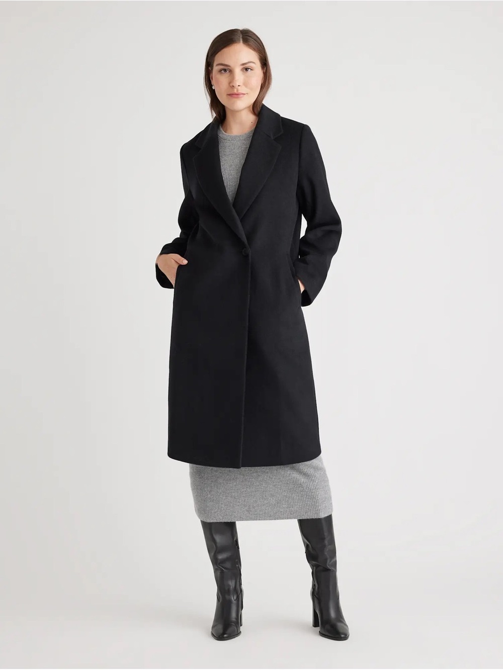 NWT Quince Italian Classic Single Breasted Wool Coat Size M Medium Black